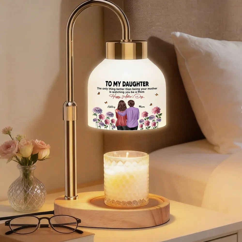To My Daughter From Mom Birth Month Flower - Personalized Candle Warmer Lamp - Mother's Day