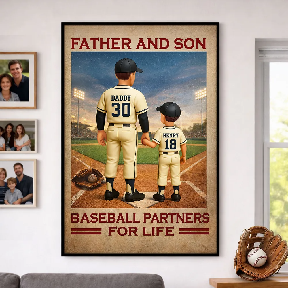 Father And Son Baseball Partners For Life - Personalized Poster - Gift For Baseball Dad