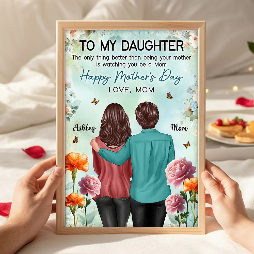 To My Daughter From Mom Birth Month Flower Happy Mother's Day Floral Green Tone - Personalized Poster