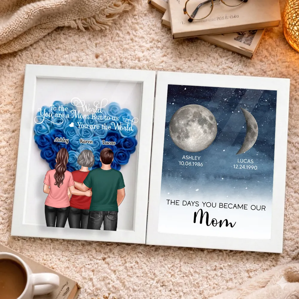 To Us You Are The World Mom - Personalized Flower Shadow Box