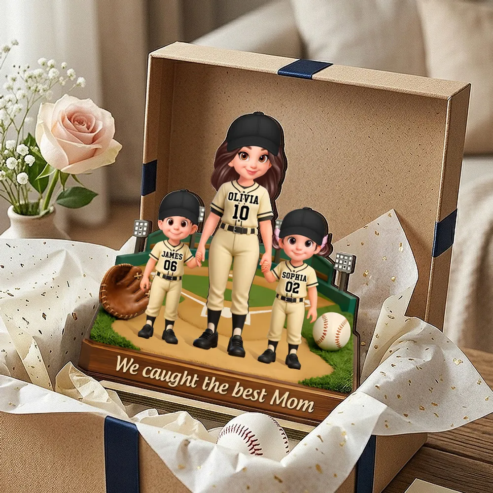 We Caught The Best Mom Baseball Field - Personalized Wooden Plaque - Mother's Day Gift For Baseball Mom