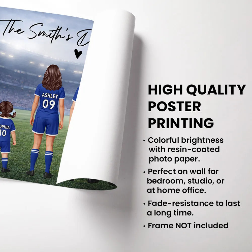 Family Dream Team Football - Personalised Poster - Gift For Football Mum, Dad