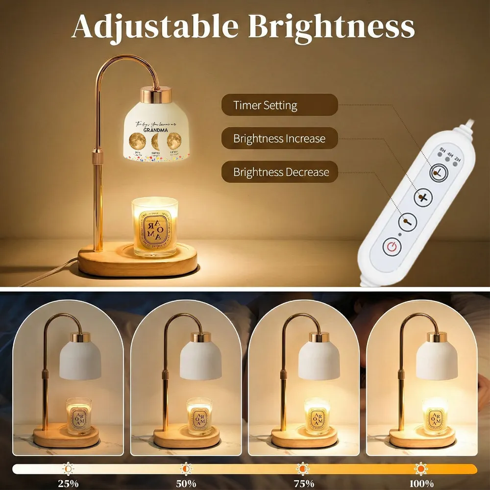 The Days You Became Our Mom Grandma Custom Golden Moon Phase By Date - Personalized Candle Warmer Lamp