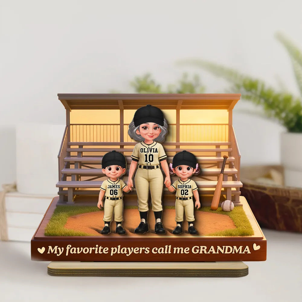 From The Baseball Bleachers With Love My Favorite Players Call Me Grandma - Personalized Wooden Plaque - Mother's Day Gift For Baseball Grandma