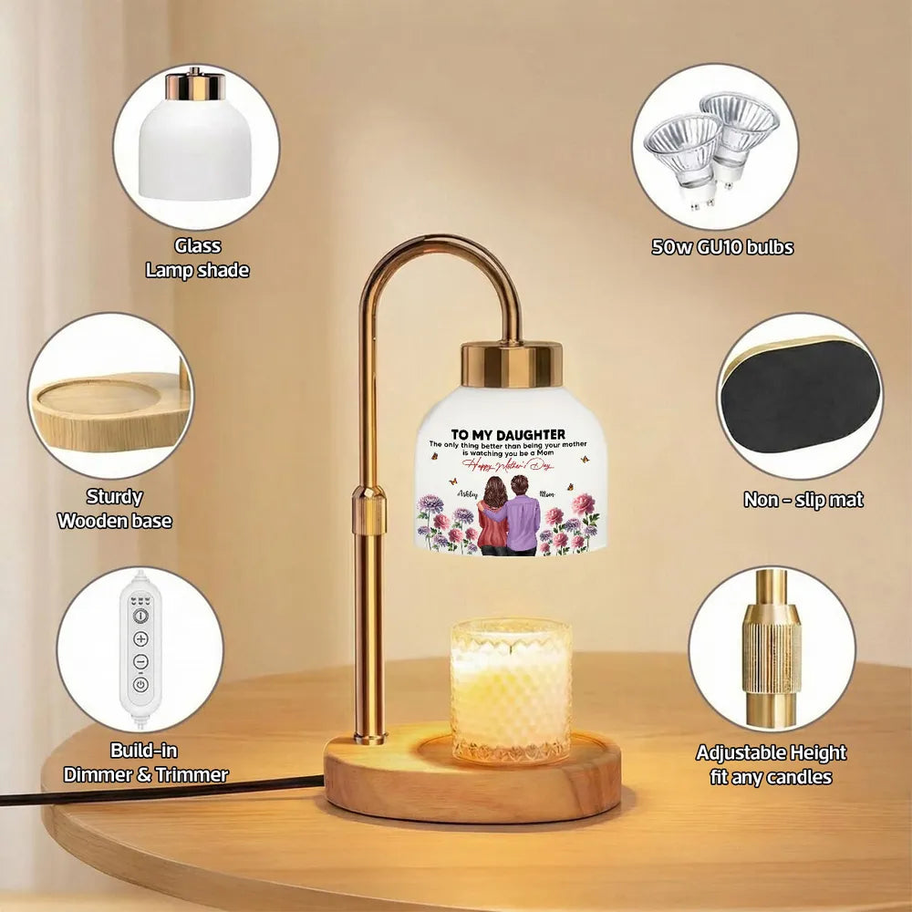 To My Daughter From Mom Birth Month Flower - Personalized Candle Warmer Lamp - Mother's Day