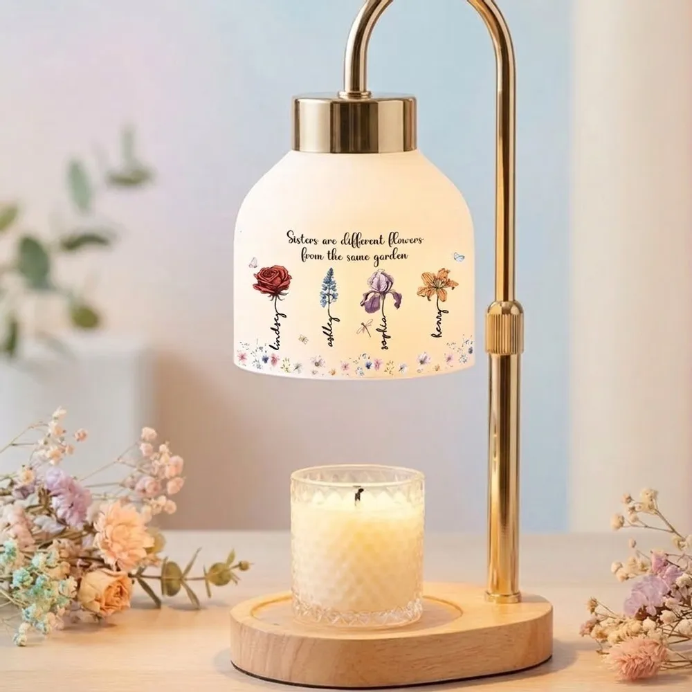 Sisters Are Flowers From Same Garden Custom Birth Month Flowers - Personalized Candler Warmer Lamp - Gift For Sisters, Besties
