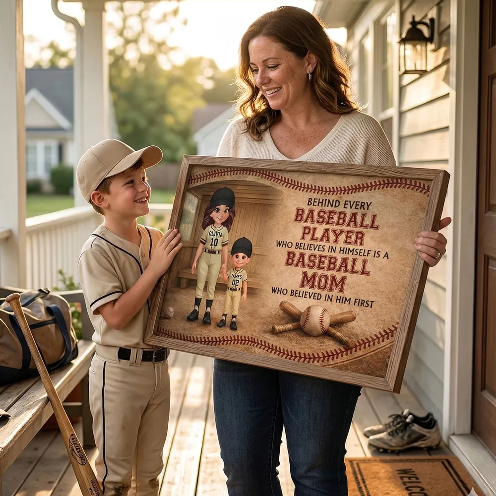 Behind Every Baseball Player Is A Baseball Mom - Personalized Poster - Mother's Day Gift For Baseball Mom