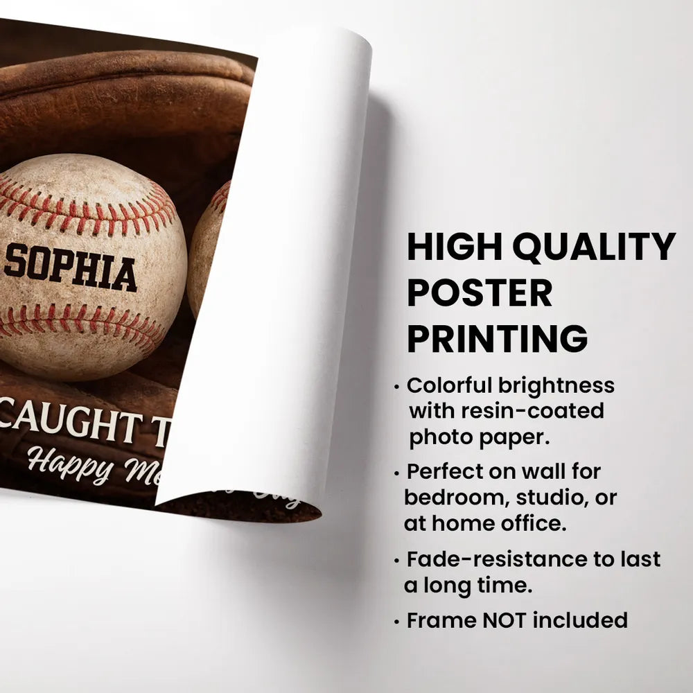 We Caught the Best Mom Baseball Glove - Personalized Poster - Sentimental Mother's Day Keepsake for Mom, Wife