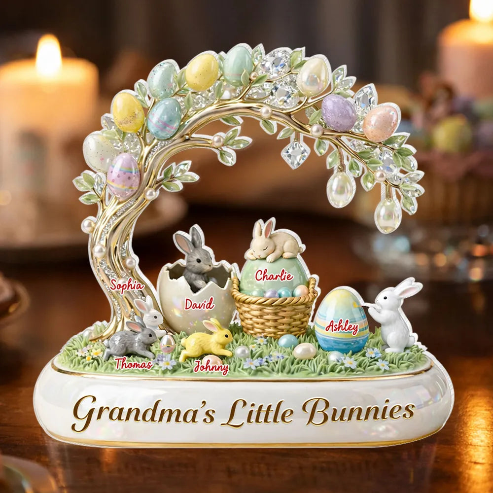 Grandma's Little Bunnies Easter Eggs - Personalized Acrylic Block Plaque - Easter Decor Gift for Grandma, Mom