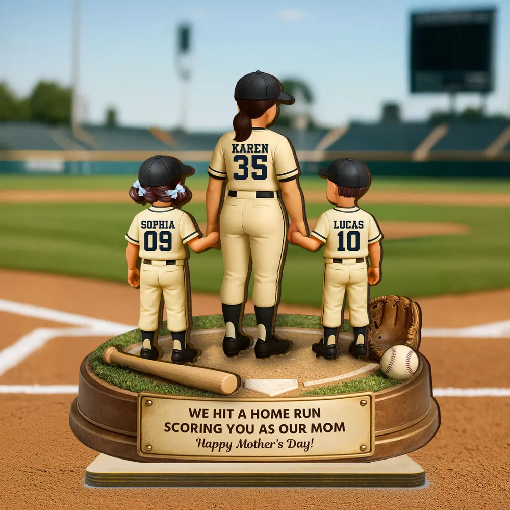 I Hit a Home Run Scoring You as My Mom - Personalized Wooden Plaque - Heartfelt Mother's Day Gift for Mom, Wiffe