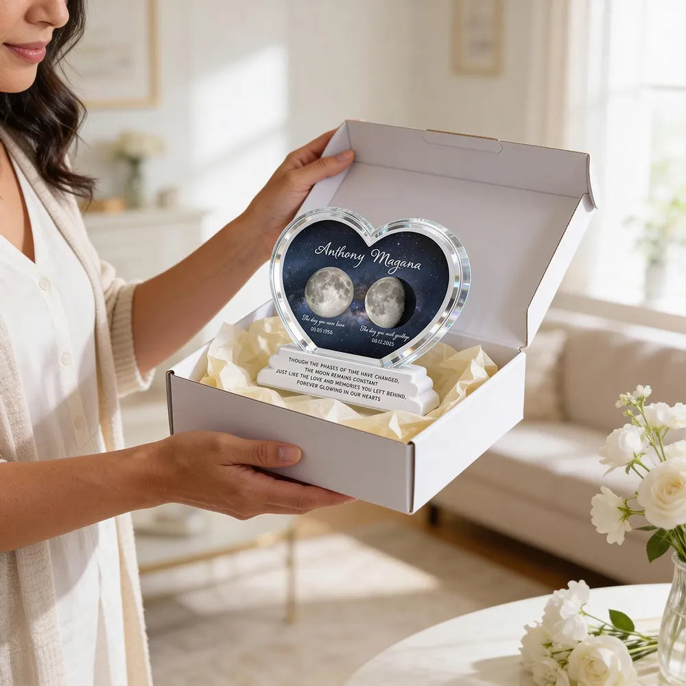 Lost Loved One Moon Phase Art 2D Flat - Personalized Acrylic Block Plaque - Memorial Keepsake Sympathy Gift