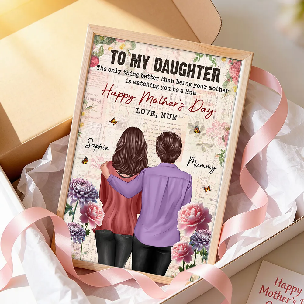 Vintage Floral Newspaper To My Daughter From Mum Birth Month Flower - Personalised Poster