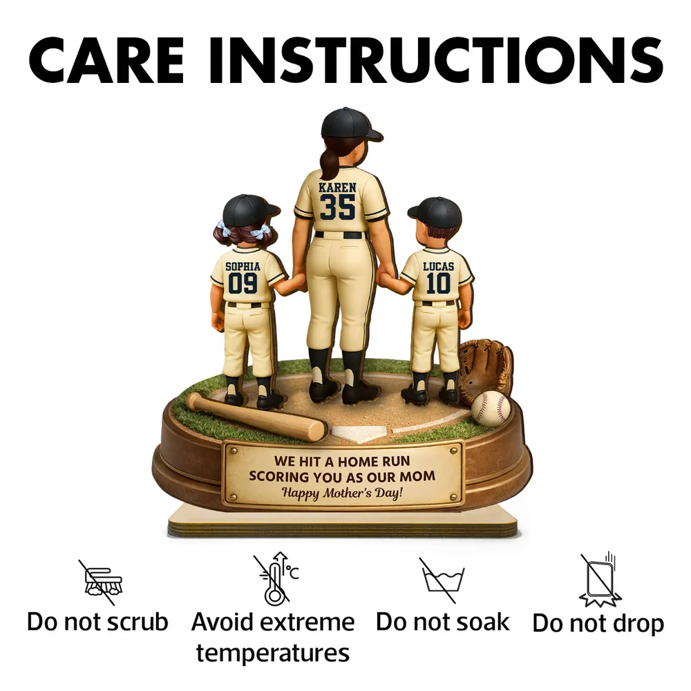 I Hit a Home Run Scoring You as My Mom - Personalized Wooden Plaque - Heartfelt Mother's Day Gift for Mom, Wiffe