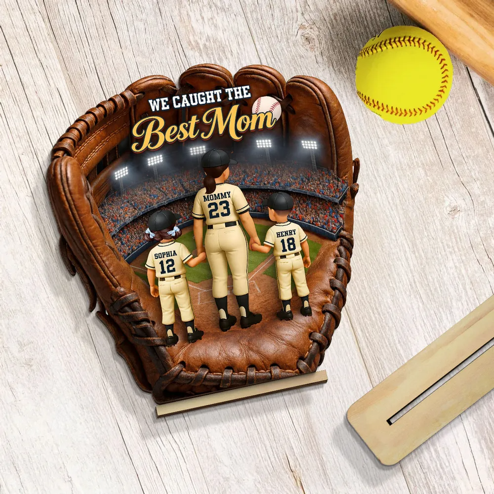 The Home Run Heart Mom Kids - Personalized Wooden Plaque