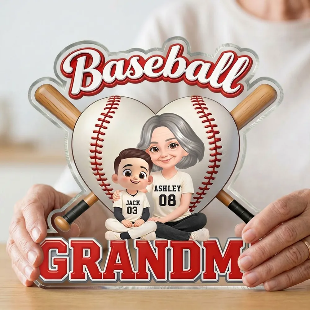 Little Sluggers Crew Baseball Grandma - Personalized Acrylic Block Plaque - Mother's Day Gift For Grandma, Mom