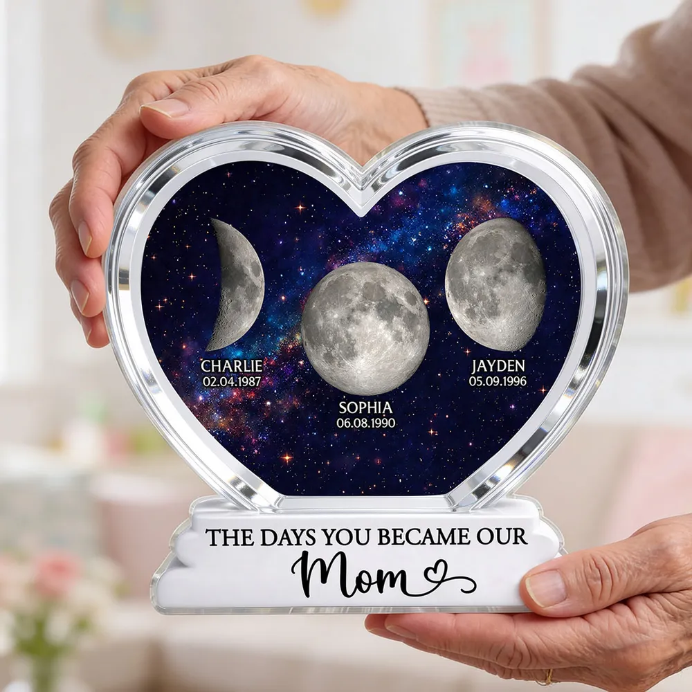 The Days You Became Our Mom Grandma Custom Birth Moon Phase 2D Flat - Personalized Acrylic Block Plaque