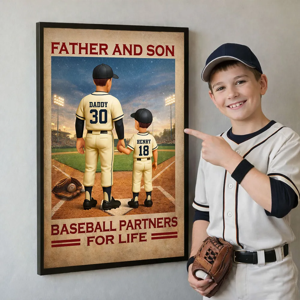 Father And Son Baseball Partners For Life - Personalized Poster - Gift For Baseball Dad