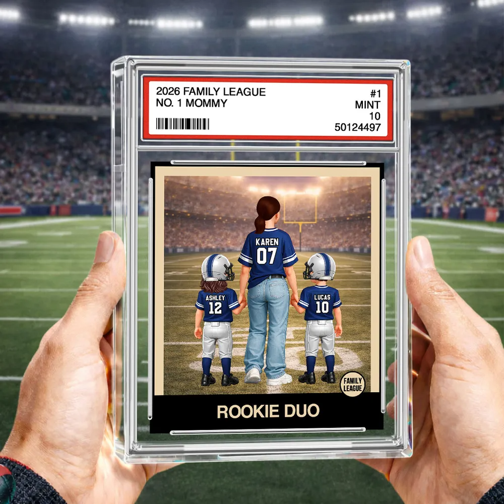 Rookie Duo Football Mom Trading Card - Personalized Acrylic Block Plaque - Mother's Day Gift, Gift For Football Mom