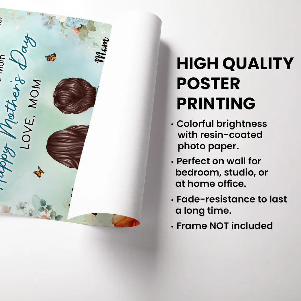 To My Daughter From Mom Birth Month Flower Happy Mother's Day Floral Green Tone - Personalized Poster