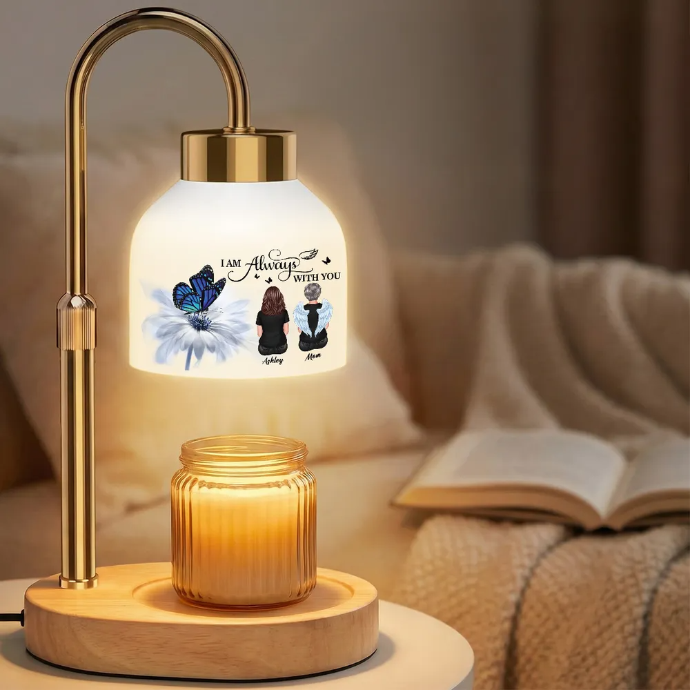 Always With You Memorial Butterfly On Daisy - Personalized Candle Warmer Lamp - Memorial Gift, Remembrance Keepsake