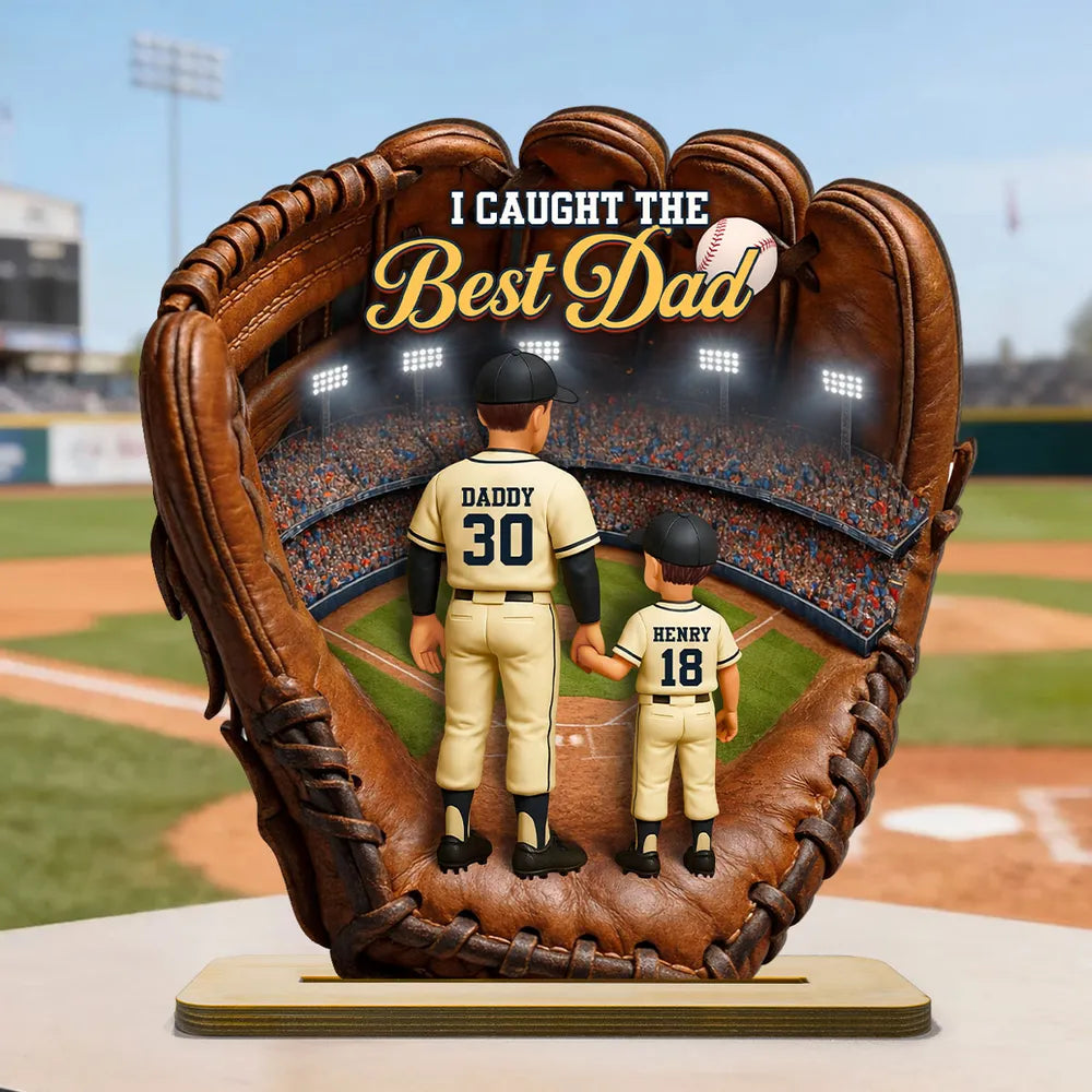 The Home Run Heart Dad Kids - Personalized Wooden Plaque - Gift For Dad