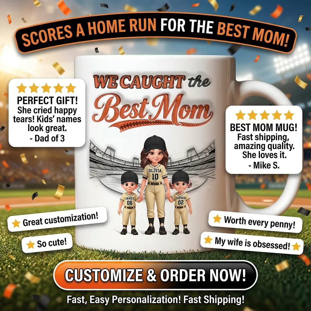 We Caught The Best Mom Baseball 2D Flat - Personalized Mug - Mother's Day Gift For Baseball Mom