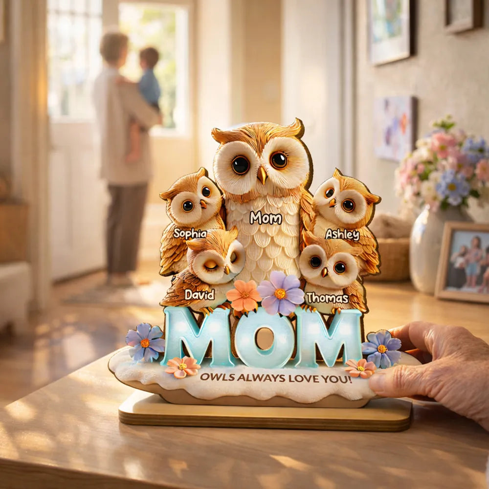 Mom Owls Always Love You - Personalized Wooden Plaque - Gift For Mom