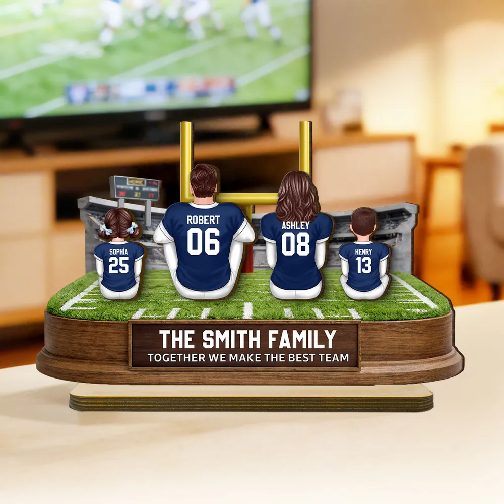 Together We Make A Winning Team Football Family - Personalized Wooden Plaque - Gift For Mom, Dad, Family
