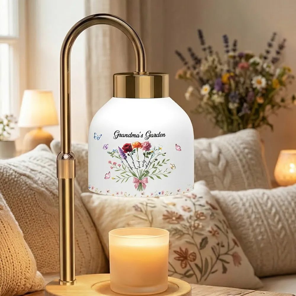 Grandma‘s Garden Beautiful Birth Month Flower Bunch - Personalized Candle Warmer Lamp - Vintage Home Decor Gift For Grandma