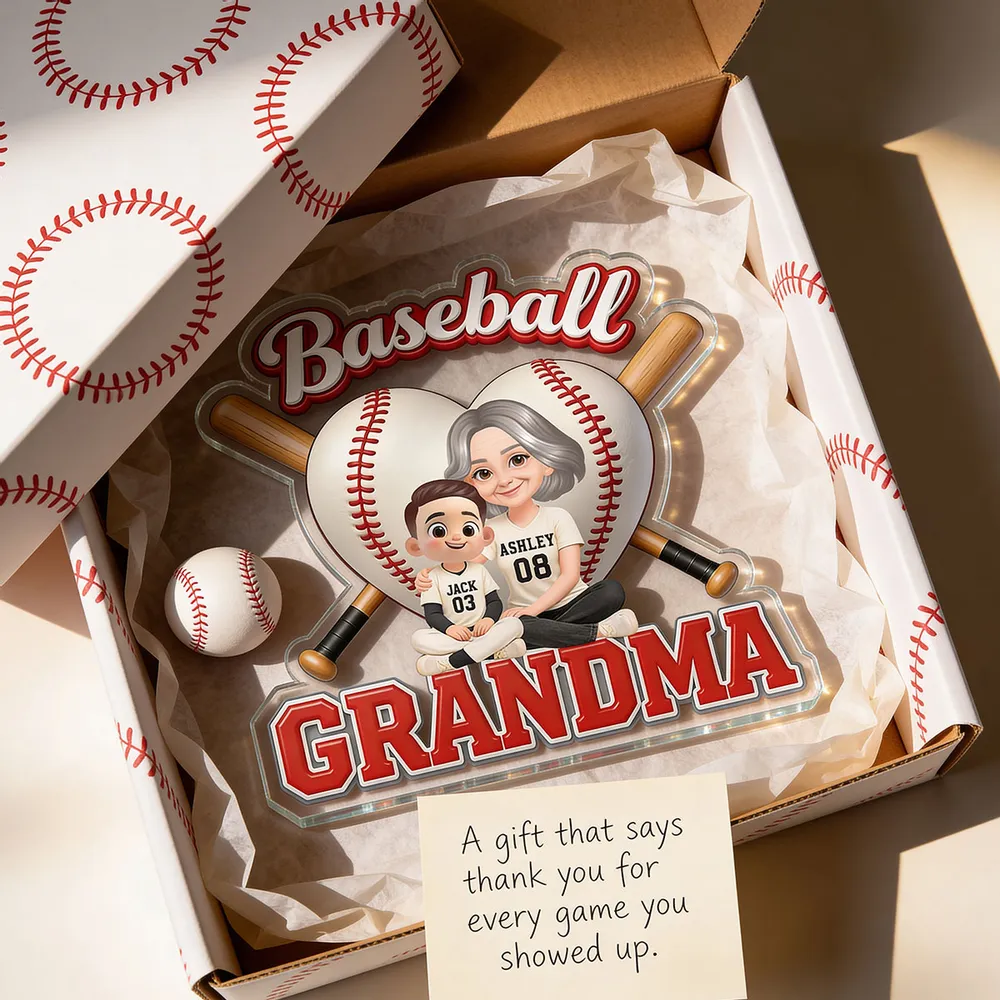 Little Sluggers Crew Baseball Grandma - Personalized Acrylic Block Plaque - Mother's Day Gift For Grandma, Mom