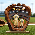 The Home Run Heart Dad Kids - Personalized Wooden Plaque - Gift For Dad