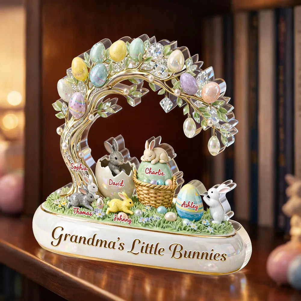 Grandma's Little Bunnies Easter Eggs - Personalized Acrylic Block Plaque - Easter Decor Gift for Grandma, Mom