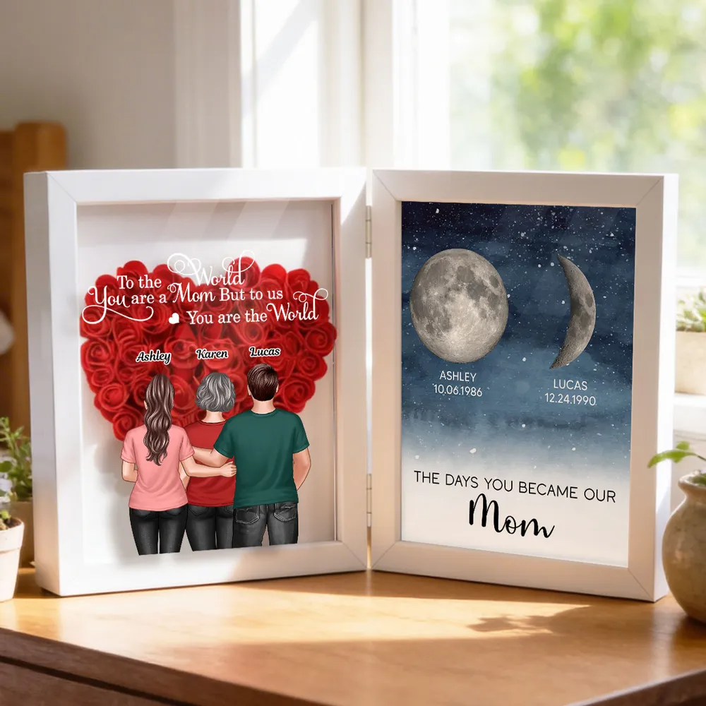 To Us You Are The World Mom - Personalized Flower Shadow Box