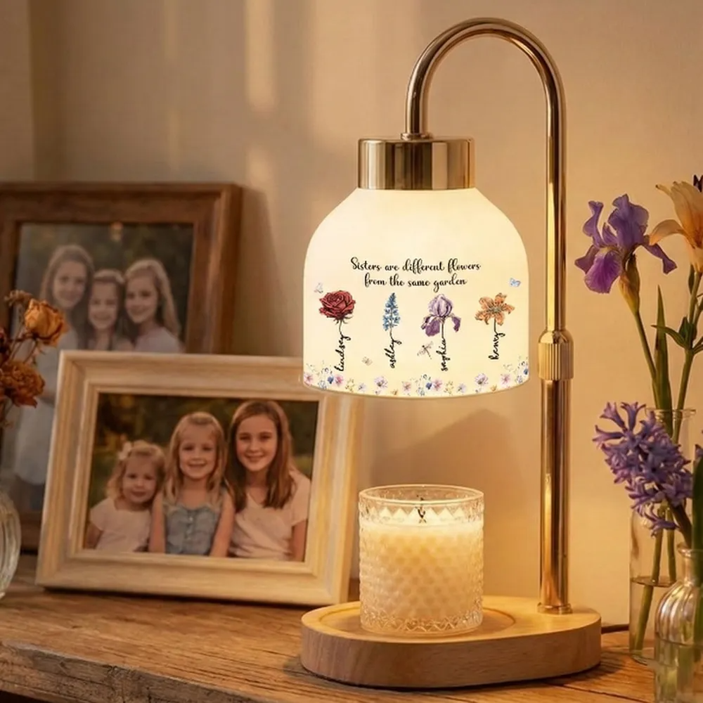 Sisters Are Flowers From Same Garden Custom Birth Month Flowers - Personalized Candler Warmer Lamp - Gift For Sisters, Besties
