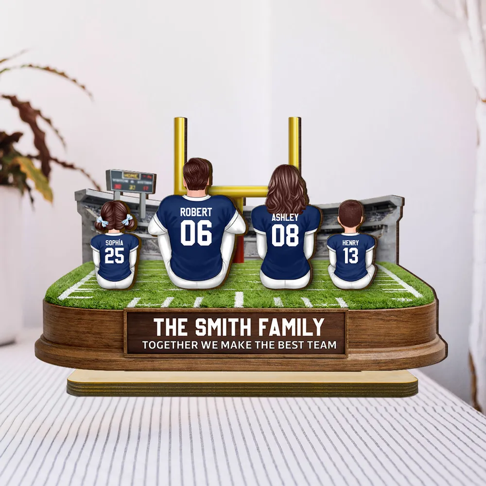 Together We Make A Winning Team Football Family - Personalized Wooden Plaque - Gift For Mom, Dad, Family