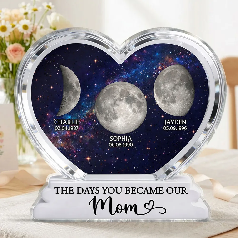 The Days You Became Our Mom Grandma Custom Birth Moon Phase 2D Flat - Personalized Acrylic Block Plaque