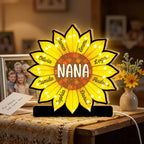 Grandma Sunflower Custom Kids Names - Personalized Suncatcher Night Light - Gift For Grandma, Mom