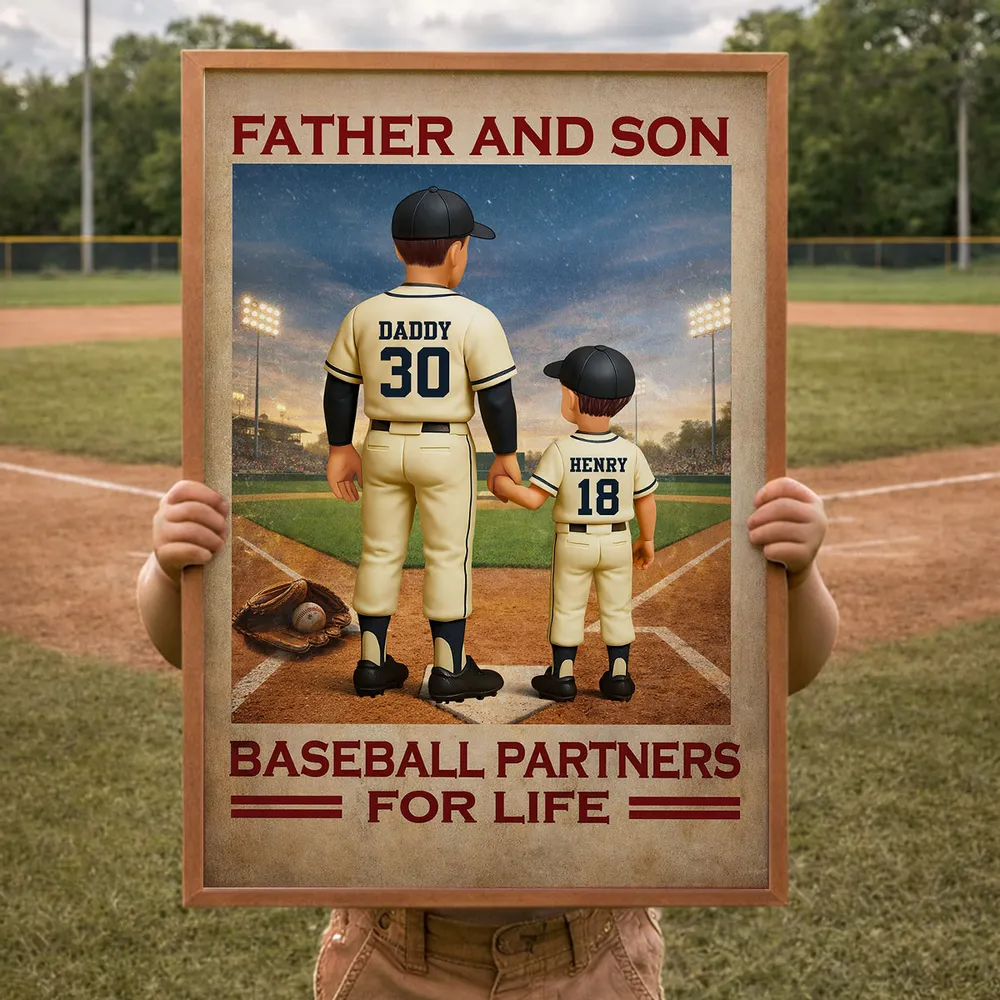 Father And Son Baseball Partners For Life - Personalized Poster - Gift For Baseball Dad