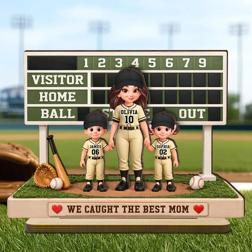 Baseball Mom Kids Scoreboard - Personalized Wooden Plaque - Mother's Day Gift, Gift For Mom