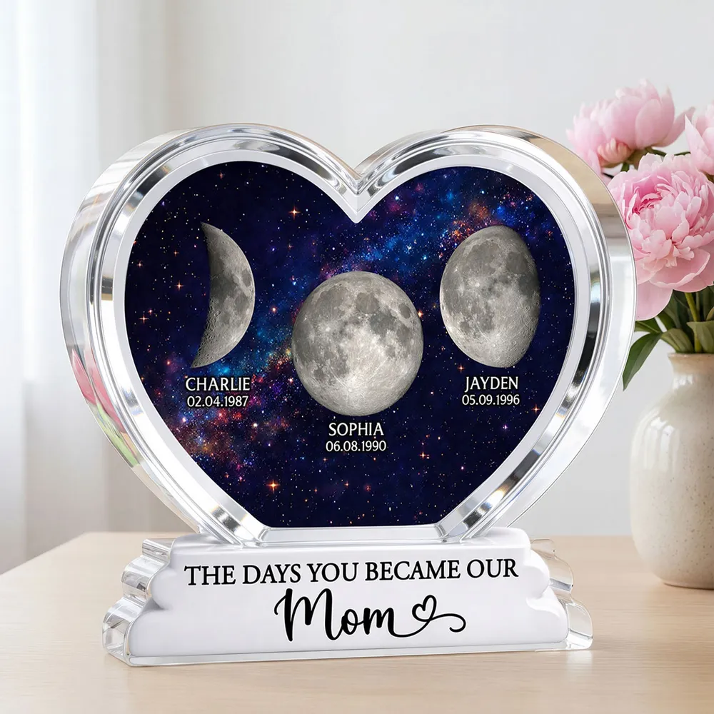 The Days You Became Our Mom Grandma Custom Birth Moon Phase 2D Flat - Personalized Acrylic Block Plaque