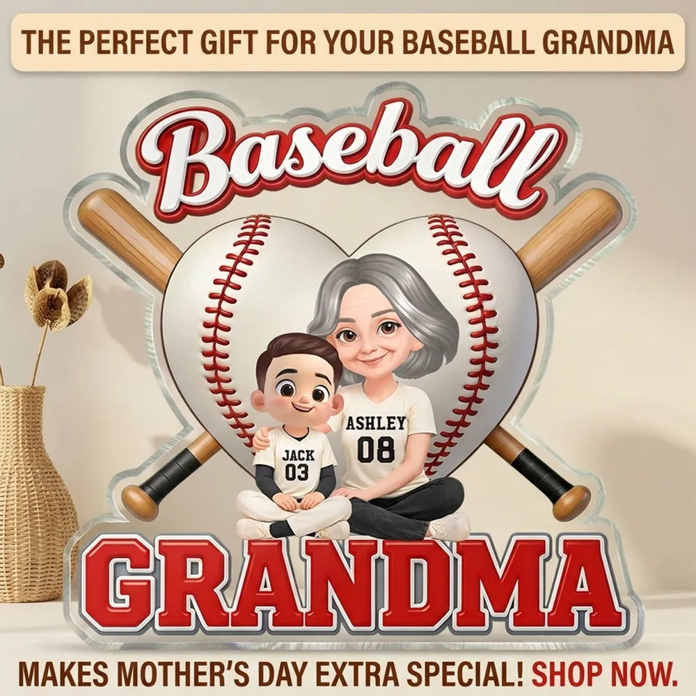 Little Sluggers Crew Baseball Grandma - Personalized Acrylic Block Plaque - Mother's Day Gift For Grandma, Mom