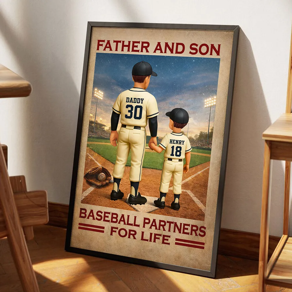 Father And Son Baseball Partners For Life - Personalized Poster - Gift For Baseball Dad
