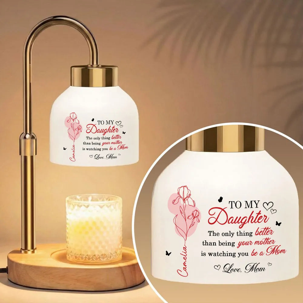 The Only Thing Better is Watching You Be a Mom - Personalized Candle Warmer Lamp - Custom Birth Month Flower, Heartfelt Mother's Day Gift for Daughter