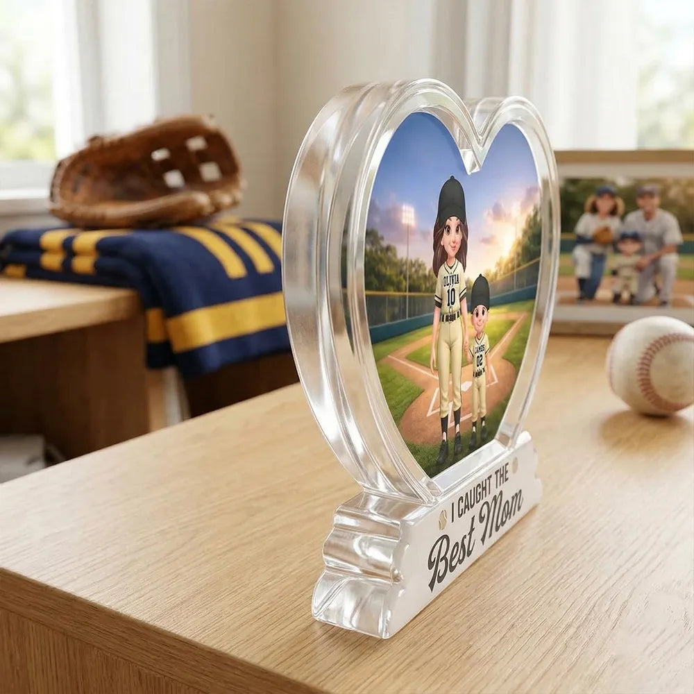 We Caught The Best Mom Baseball 2D Flat - Personalized Acrylic Block Plaque - Mother's Day Gift For Baseball Mom