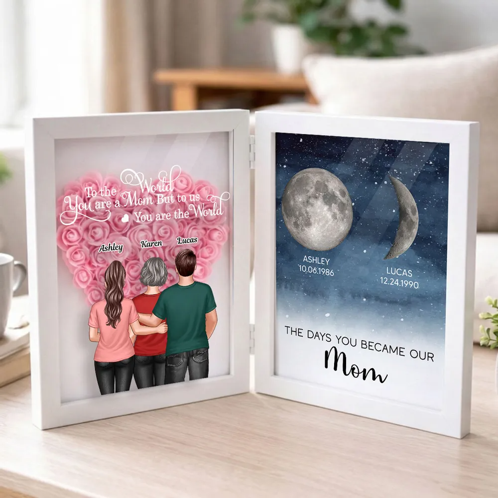 To Us You Are The World Mom - Personalized Flower Shadow Box