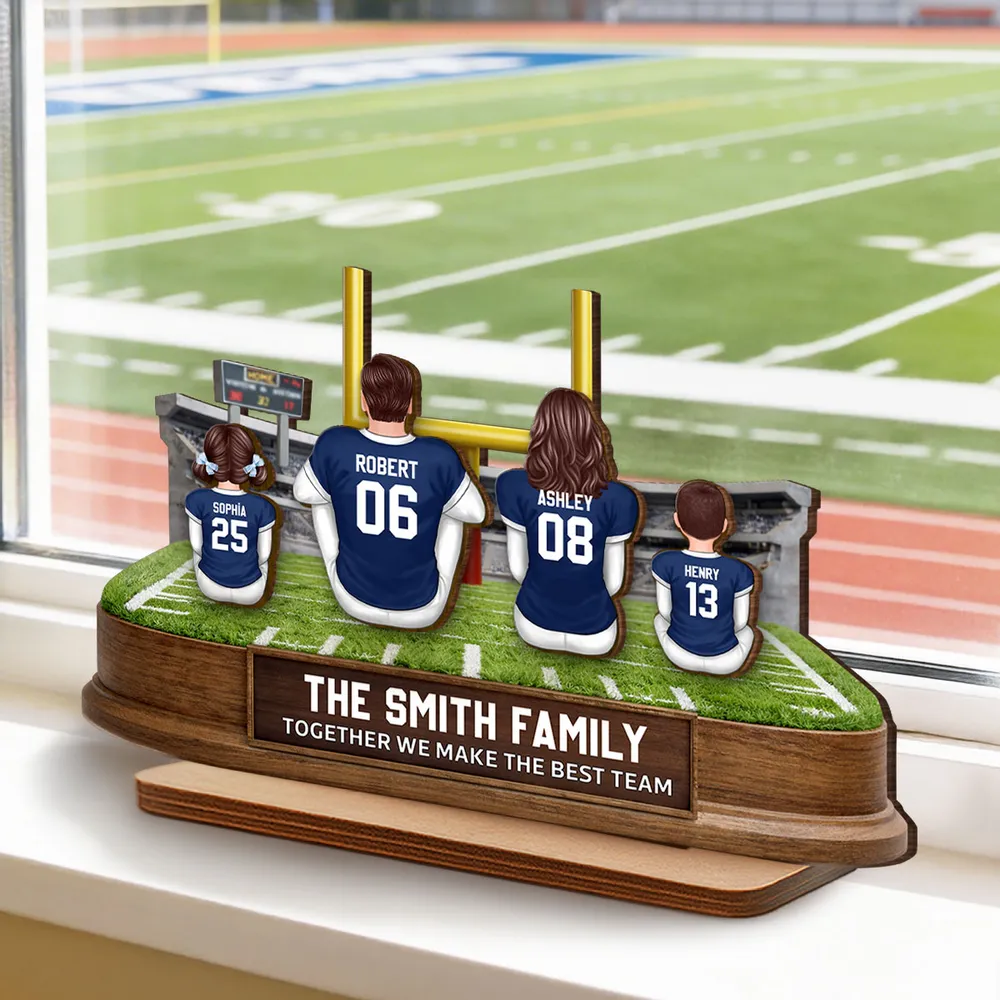 Together We Make A Winning Team Football Family - Personalized Wooden Plaque - Gift For Mom, Dad, Family