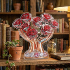 Grandma Hands Roses - Personalized Acrylic Block Plaque - Mother's Day Gift For Grandma