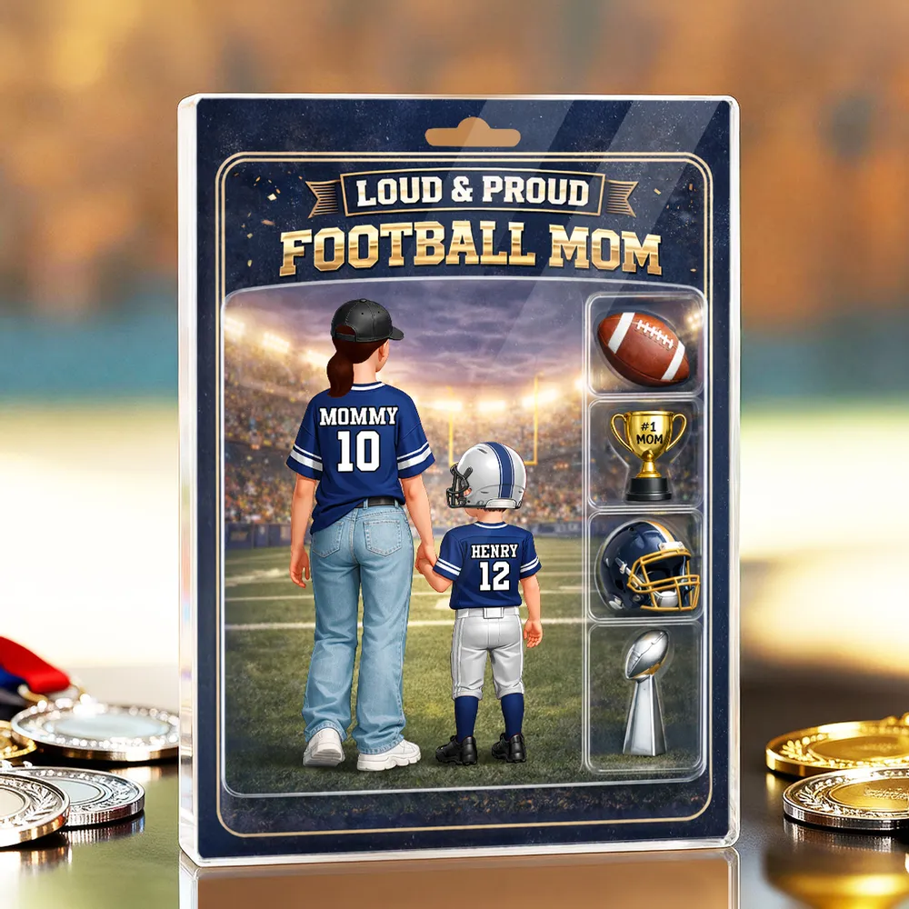 Loud & Proud Football Mom Action Figure - Personalized Acrylic Block Plaque - Mother's Day Gift, Gift For Football Mom