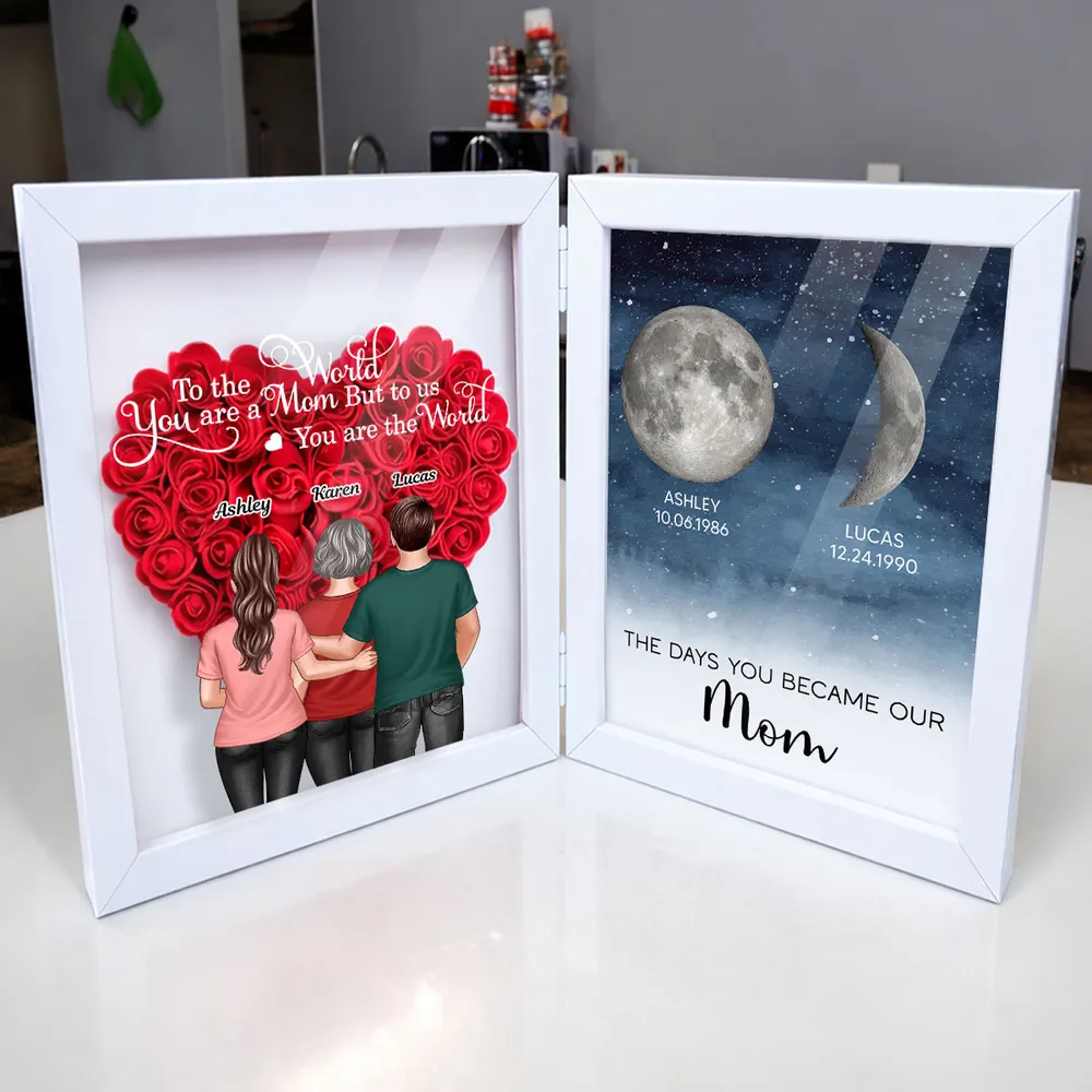 To Us You Are The World Mom - Personalized Flower Shadow Box