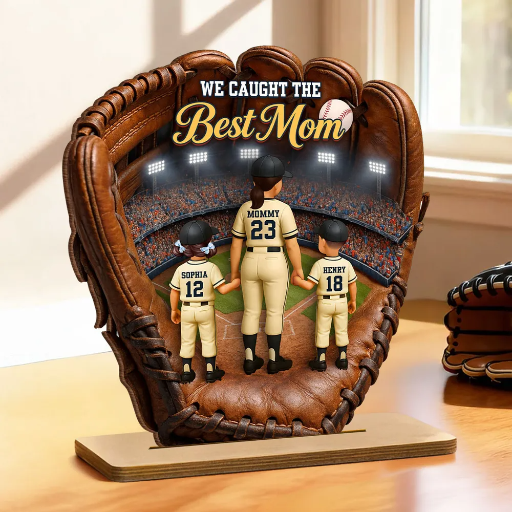 The Home Run Heart Mom Kids - Personalized Wooden Plaque
